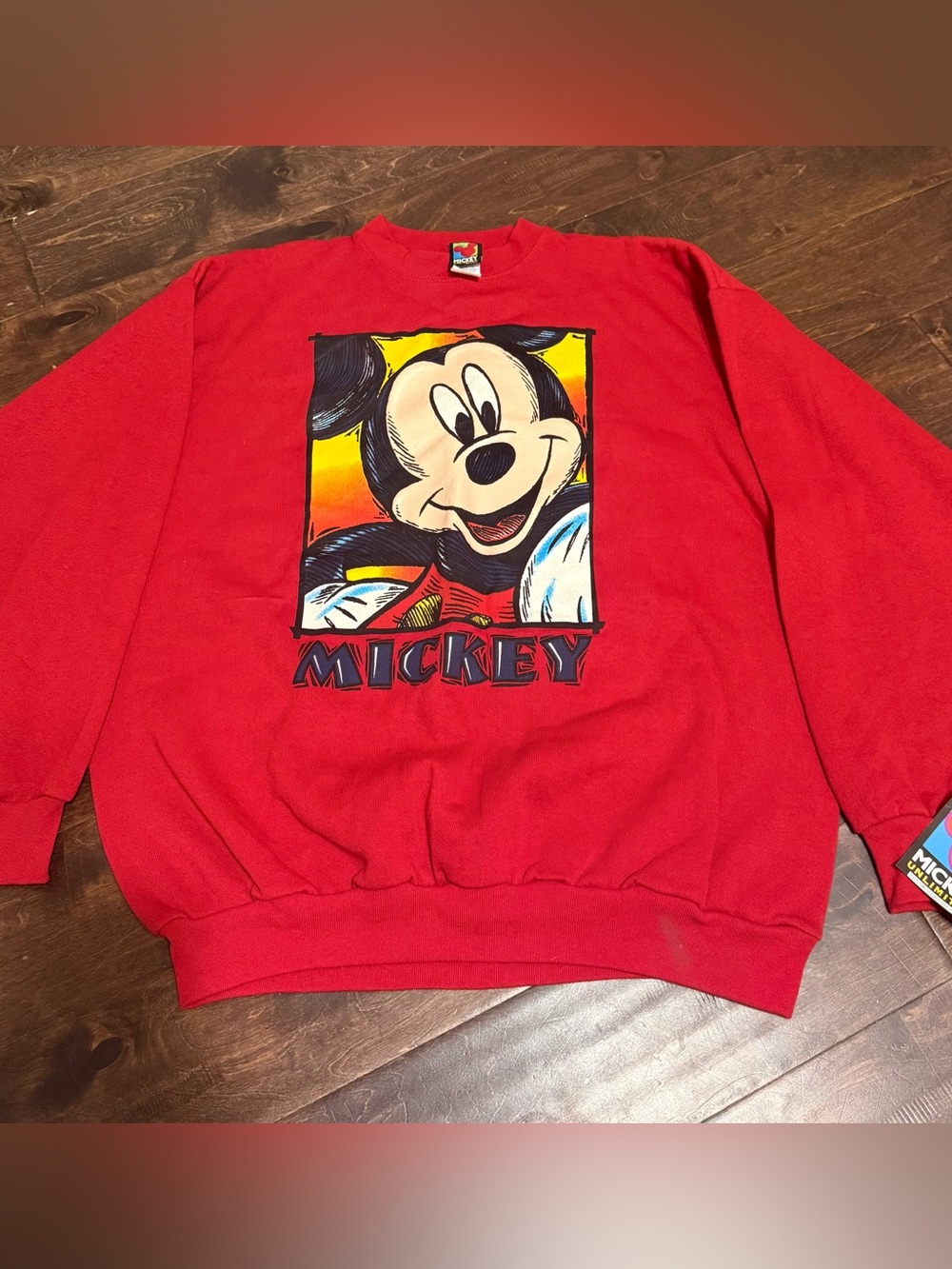 Vintage Mickey Mouse Sweatshirt XL NWT Disney Red Graphic Crewneck